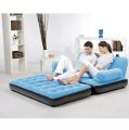 Imported Air sofa Cum Bed 5 in 1 Sky Blue PVC Non Velvet Air Multipurpose Double bed Kids Sleeping Mattress Travel Lounge Seat without Electric pump 3 Seater Inflatable Sofa NOTE random color will be delivered. 