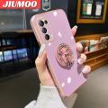 JIUMOO For OPPO Reno 5 4G Reno 5 5G Case Flash Drill Metal Rotate support Side Design Phone Case Square Edge PlatingSilicone soft Casing Full Cover Camera Shockproof Protection Cases. 