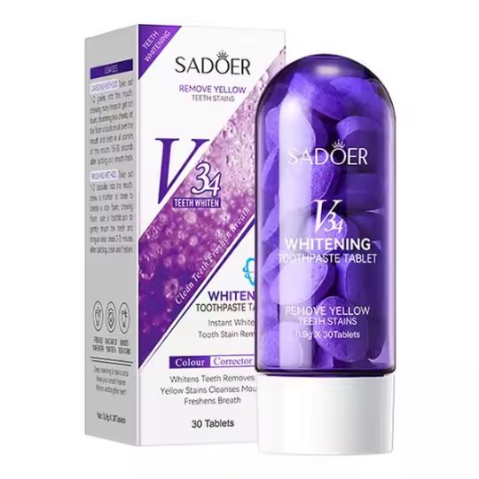 SADOER V34 Teeth Toothpaste Tablets Oral Refreshing Toothpaste that Removes Stains Solve Yellow Teeth Teeth Stains Dental Calculus Fresh Breath Remove Yellow Spots SD11184