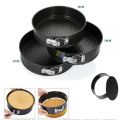 3 Pcs Set Round Shape Cake Pan Mould Teflon Non Stick Baking Can be Used in Microwave Oven Lockable Springform. 