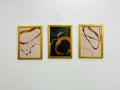 Bareeh- Set of 3, Abstract Golden Green Artwork, Modern European painting, Wall Frames,  Home Decor, Office Decor, Wall Art Frames for living room/drawing room/ bedroom. 