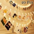 LED Photo Clip String Lights 20 Clips 5 meter AAA Battery and Warm White LEDs Fairy Twinkle Light with Clips for Hanging Photos Pictures Cards & Artwork, for Bedroom Home Decoration. 