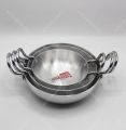 Karahi Silver Steel Karahi For Cooking And Serving On Table Pack Of 3. 