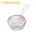 Removable Handle Cooking Basket Stainless Steel Fry Basket with Handle for Crispy Fries Fried Chicken Kitchen Round Frying Basket for Cooking Multipurpose Cooking Tool. 