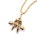 【ALLGOOD】Classic Charm Sporty Style Dumbbell Pendant Fitness Necklace Weightlifting Pendant Necklaces For Male Men Fitness Enthusiast. 