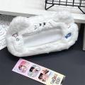 Large capacity White Plush Pen Bag Cute Design  Pencil Case Stationery Pouch for For Students For Writers School Supplies Office Organizing Gift for Women ﻿. 