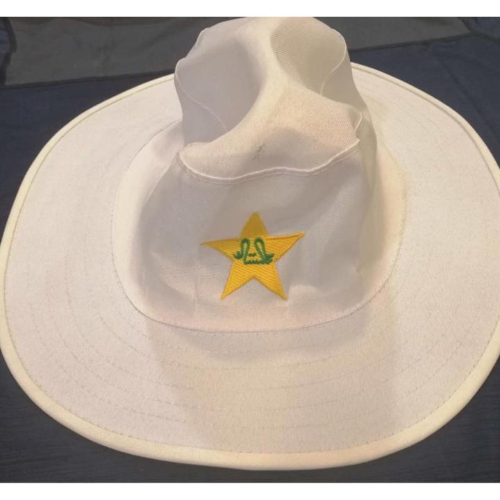 White & Green Cricket Hat Sports Hat