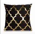 Black & Gold Velvet Laser Cushion Cover. 