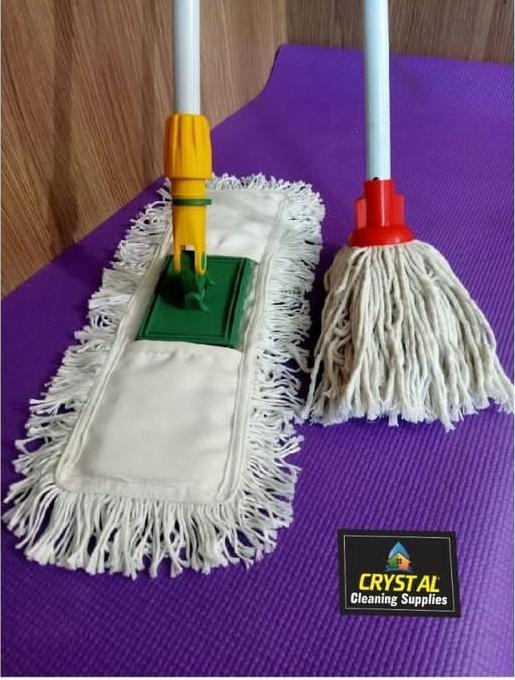 Crystal Cleaning Supplies Pack of 2 - Dust Mop & Wet(Dolly) Mop Steel Rod House Cleaning Accessories