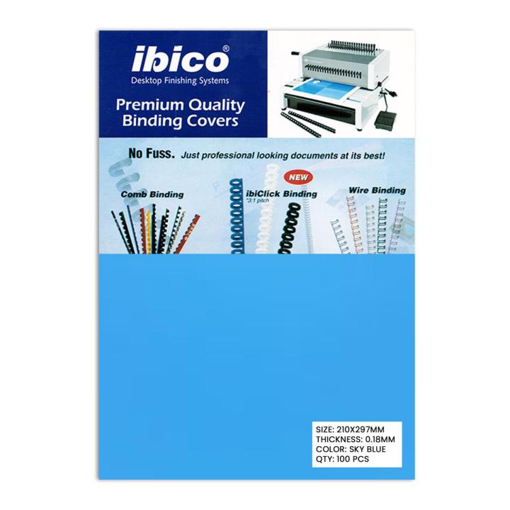 Pack of 100 - IBICO A4 Non-Tearable Binding Covers 18mm Light Blue - Durable, Professional Solution for Document Binding, Reports & Presentations
