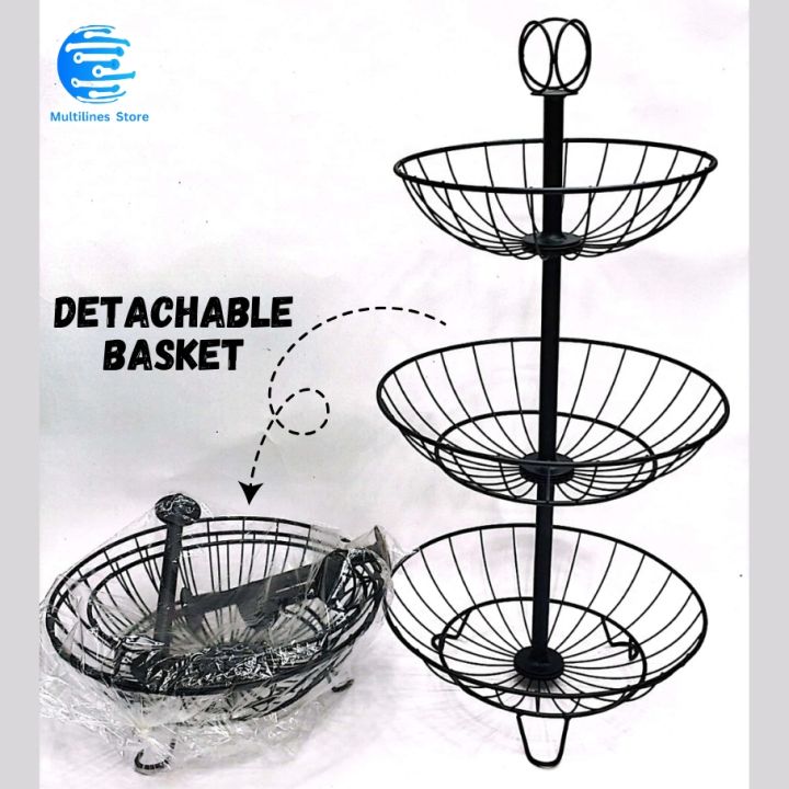New Export Quality Iron 2 & 3 Tier Detachable Fruit Basket Stand, Dining Table & Kitchen Counter Organizer, Vegetable Basket, Onion stand for kitchen, Heavy Duty Kitchen Storage Basket Stand, Sabzi stand for kitchen, Tokri