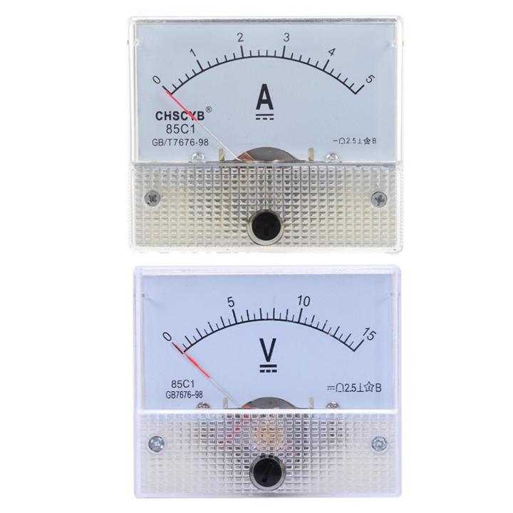 85C1-A Analog Current Panel Meter DC 5A AMP Ammeter & 85C1 Fine Tuning Dial Analog Volt Panel Meter Gauge DC 0-15V