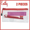2 PIECES BEST SELLING HIGH QUALITY TRANSPARENT PENCIL POUCH WITH ZIPPER AND PARTITION FOR STUDY AND EXAM PAPERS. 