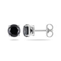 Men Natural Black Diamond Single Studs Earrings  in 925 Sterling Silver 1.5ct TDW. 