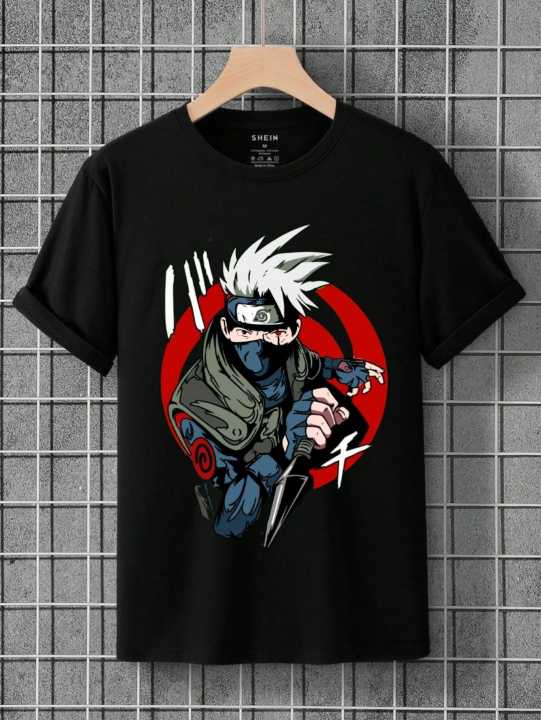 Kakashi Hatake Naruto Anime Printed T Shirt Cotton O Neck Half Sleeves O Neck T Shirt For Men & Boys