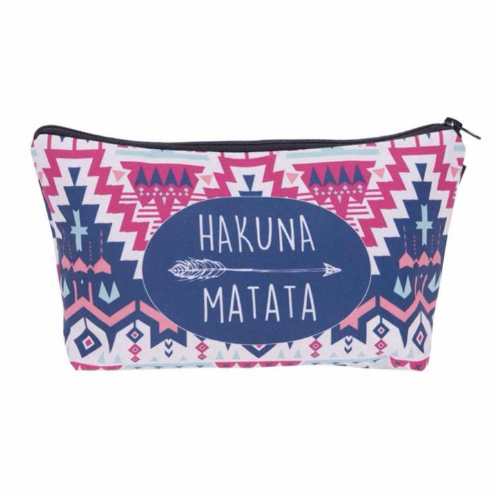 Cosmetic Organizer Bag Hakuna Matata 3D Printing Cosmetics Bag Fashion Women Brand Makeup Bag Travel Accessories Kid Pencil Case