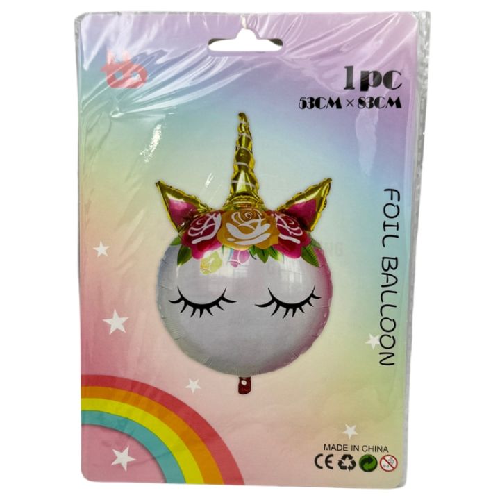 UNICORN FOIL BALLOON - UNICORN THEME ROUND FOIL BALLOONS - 53 CM X 83 CM
