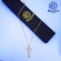 2 Pcs Crystal Lock and Key Necklace Pendant for Girls Golden Shiny Stylish Long lock Chain For Girls lock locket. 