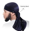 New Men Silky Durag Black Sewing Silky Durags Bandanas Doo-Rags Satin Durag Headwraps Long Tail Wave Cap Headwear Hat Pirate Hat. 