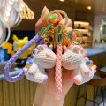 【Happier】Hot selling Bags and Travel Unisex Bags Key Holders        Leather Weave Rope DIY Resin Unicorn Keychain Cartoon Cute Animal Doll Keyring Women Couple Bag Car Charm Key Chain Gift. 