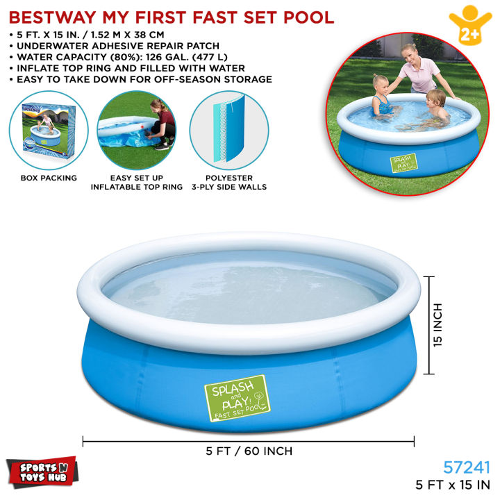 Ft Bestway Inflatable Fast Set Swimming Pool For Kids Family