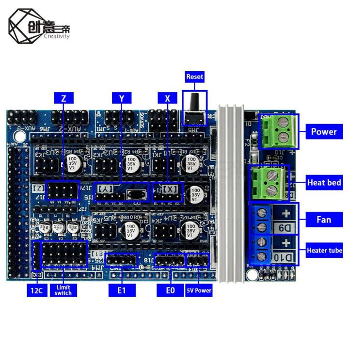 Reprap Mendel Ramps 1.6 Expansion Control Board Panel with Heatsink Upgrade Ramps 1.4 Ramps 1.5 for arduino  Par