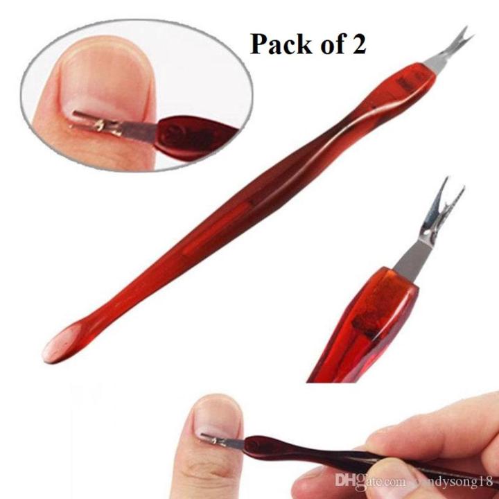 Cuticle knife Trimmer, Cuticle Fork Trimmer Nail Cuticle Remover Trimmer Pusher Dead Skin with Double Head V-Shaped Fork Manicure Pedicure Cleaner Care Tools for Home and Nail Shop 2 Pieces (Red)