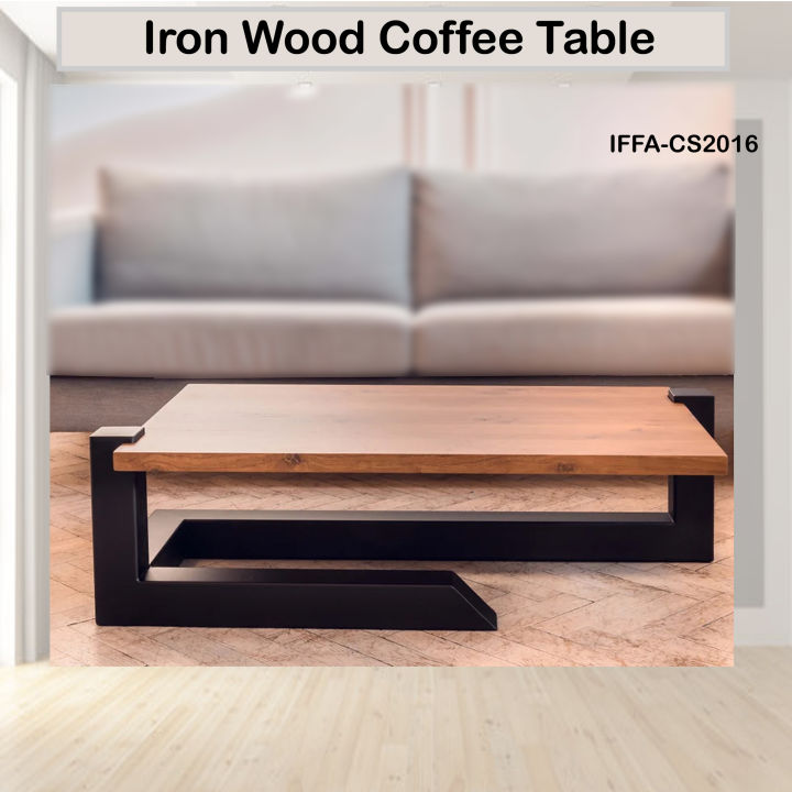 Iron Wood Coffee Table - Wrought Iron and Wood Coffee Table – Centre Table