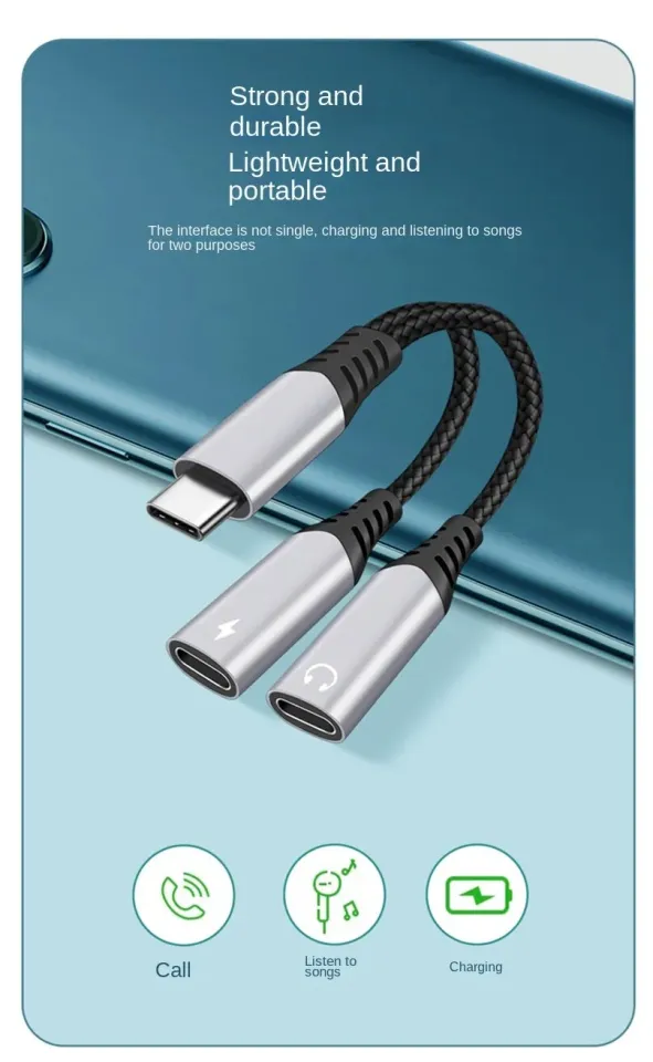 Usb C Headphones Dual USB C Headphone & Charger Adapter - 2-in-1 ...