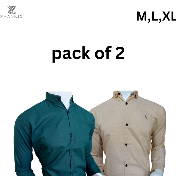 Pack of 2 Men’s Formal Shirt Full Sleeve ButtonDown Dress Shirts in