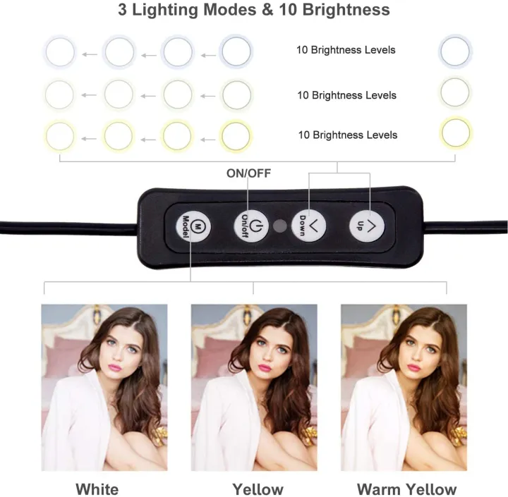 Petdal%208%20inch%20LED%20Ring%20Light%20With%20Tripod%20Stand%20and%20Phone%20Holder,%20Dimmable%203%20Color%20Modes%20&%2010%20Brightness%20USB%20Powered%20Desk%20Selfie%20Makeup%20Ring%20Light%20for%20Live%20Streaming,%20YouTube,%20Video%20Shooting,%20Vlog%20-%20Image%205