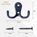 Coat Hooks Black with Screws Metal Double Hook Wall Hooks for Kitchen. 