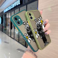 JIUMOO For Realme 7 4G Case Fashion Tide Brand Clear Daisy Pattern Thin Side Square Edge Frosted Transparent Hard Phone Cases New Design Shockproof Silicone Casing Full Cover Camera Protection Softcase. 