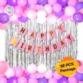 Happy Birthday Theme Set: Happy Birthday Banner,  Backdrop Curtain, Latex Balloons, Confetti Balloons, Birthday Accessories for Girls and Boys, Birthday party decoration and home decor, Happy birthday decoration. 