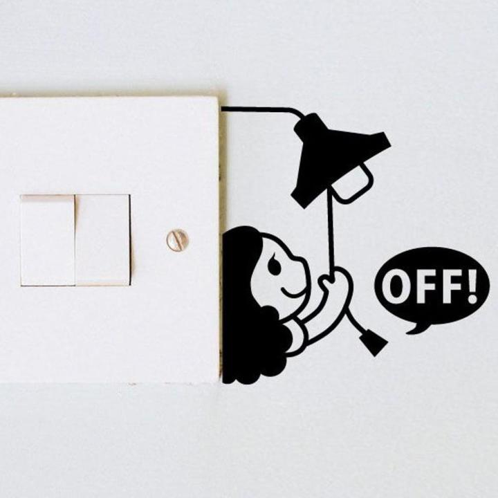 Switch Off Save Energy Emoji Patches - Creative Wall Stickers for Home Decor