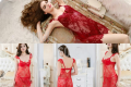 Elegant Sexy Black Bridal Nightdress with Transparent Lace Detailing, Romantic Lace Nighty for Women. 