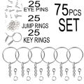75pcs Keychain Open Jump Rings Eye Pins Jewelry Making Accessories Art Kits for DIY Epoxy Resin Key Chain Key Ring Pendants. 