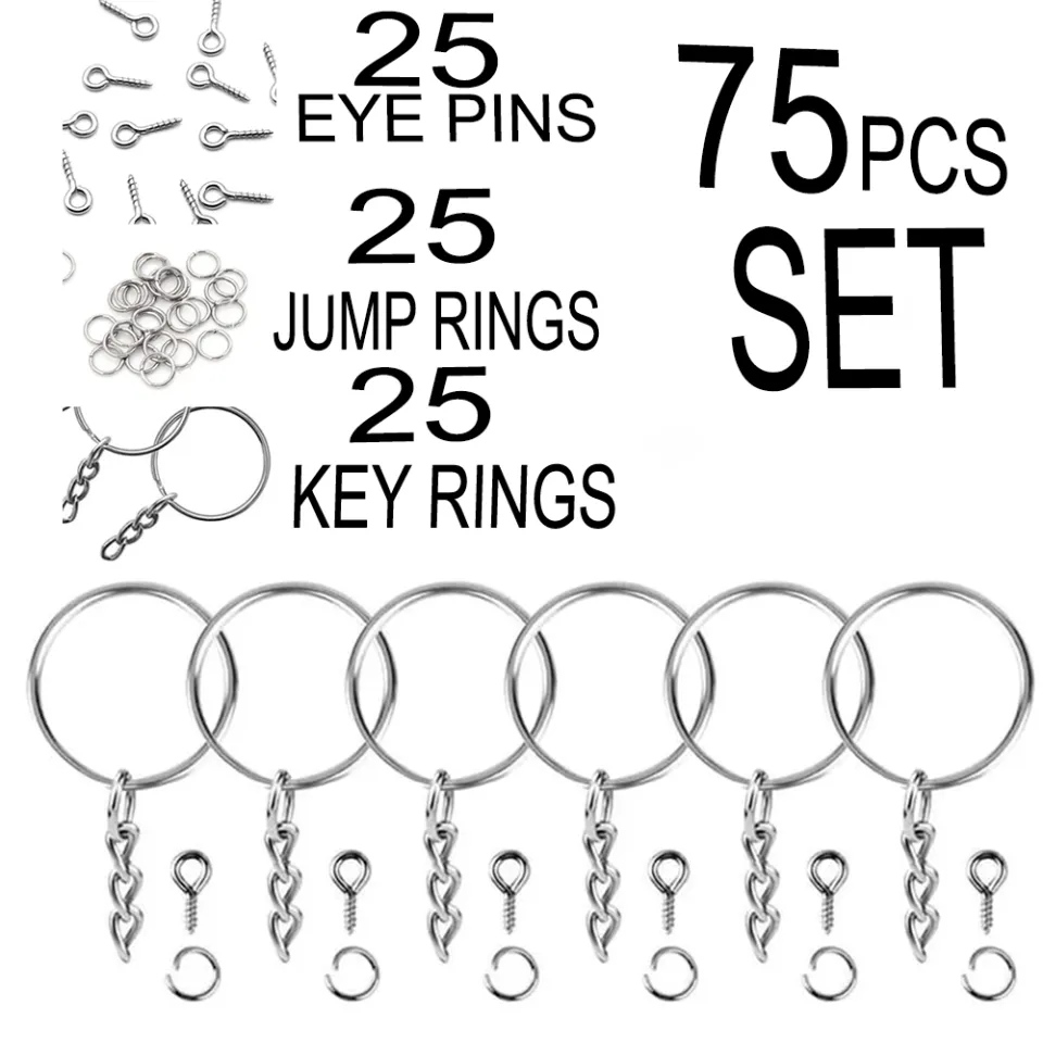 75pcs Keychain Open Jump Rings Eye Pins Jewelry Making Accessories