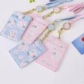 Cute Cherry Blossom Lanyard Card Holder student bus Card Case with Neck Strap Staff ID Business Card Holder Photo Badge Holder. 