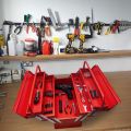 Metal Tool Box 5 Tray Professional Portable Storage Cabinet Workshop Cantilever Toolbox with Carry Handles Red & Black. 