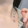 Heart Pendant Pink Crystal Necklace For Women Girl Elegant and Sweet Punk Party Jewelry Clavicle Chain. 