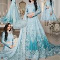 Beautiful 3D FULL Handwork (5000+ Pearls Use) & Heavy Embroidered Net Wedding Maxi Dress Unstitched RCHI-851. 