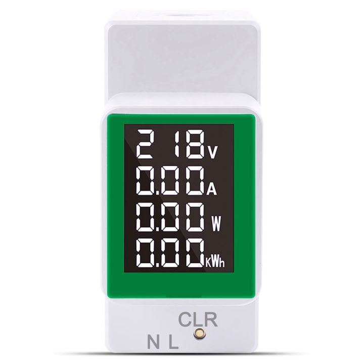 Din Rail Wattmeter Voltmeter Ammeter Powers Meter AC50-300V Volt Amp Powers Factor Time Energy Voltage Current Monitor