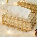 High Quality Rectangular Beaded Metal Tissue Box Paper Acrylic Tissue Box. 