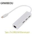 USB Type C To USB RJ45 Ethernet Lan Adapter Hub Cable For MacBook PC. 