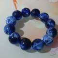 Natural Blue Flower Amber Bracelet Men Women Real Baltic Amber-beads Elastic Beaded Bracelet Bangles Fashion Jewelry Accessories. 