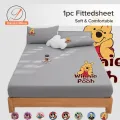 Dansunreve Solid Color Fittedsheet Cartoon Bedsheet Disney Fitted Bedsheets Strawberry Bear Winnie the Pooh Queen Fitted Sheet Soft Washed Breathable Skin-friendly Single King Size Bed Sheet. 