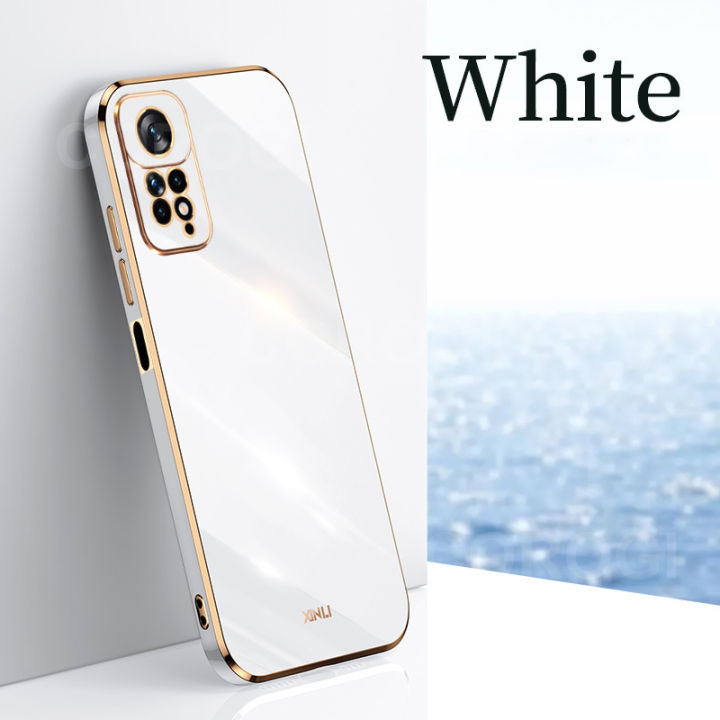 For Xiaomi Redmi Note 11 Back Cover Fashion Shiny Plating Square Bumper Camera Protection Case Soft Silicone Shockproof Protective Mobile Phone Cases