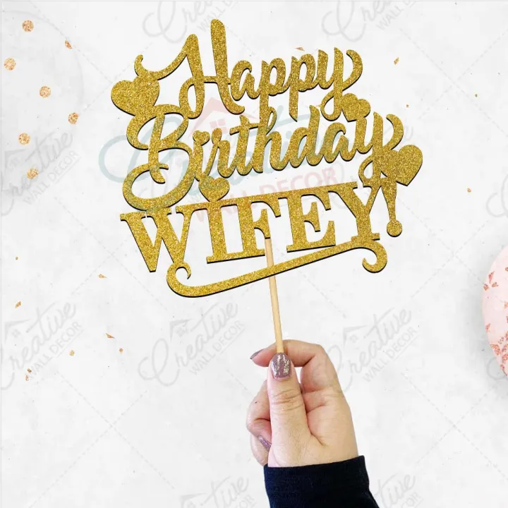 Happy%20Birthday%20Wifey%20Cake%20Topper%20for%20Cake%20Decoration,%20Birthday%20Party%20Celebration%20Toppers%20in%20Gold%20-%20Image%203