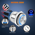 5Piece Push Button Switch with Pre Wired Harness 12V 24V Self Locking Latching 12mm. 